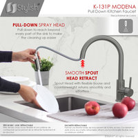 STYLISH Modern Single Handle Pull down Sprayer Kitchen Faucet in Gunmetal