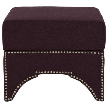 Clancy Ottoman Brass Nail Heads Plum