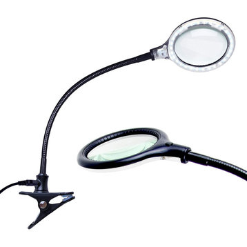 Brightech LightView Flex Magnifier with Bright LED Light & Sturdy Clamp, Black