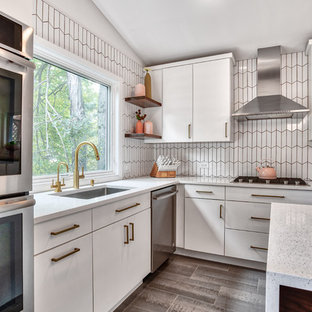 Details are in the Chevron Backsplash and Walnut Shelves