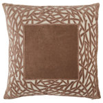 Jaipur Living - Jaipur Living Birch Trellis Throw Pillow, Brown/Cream, Polyester Fill - Sleek and soft details combine in effortless sophistication to form the transitional Mezza pillow collection. The Birch throw pillow boasts luxe, stone-washed cotton velvet with a detailed linear applique design. The brown and cream colorway complements any bedroom or living space decor.