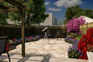 3D Design and Install of Pavers with Outdoor Lighting, Mulch, Shrubs, Rocks
