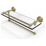 Allied Brass - Waverly Place Paper Towel Holder with 16" Gallery Glass Shelf, Satin Brass - Maximize space and efficiency with this beautiful glass shelf and paper towel holder combination. Gallery rail will keep your items secure while the integrated paper towel holder provides a creative space for your roll. Made of solid brass and tempered