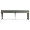 French Country Louis XVI Sage Tufted Oak Olive Long Bench