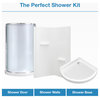 Ove Decors Breeze 36 Shower Kit, Frosted Glass Walls and Base, Polished Chrome