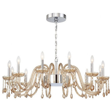 Chandelier 2 Light - 42 Inches Wide by 15 Inches High-Cognac Finish