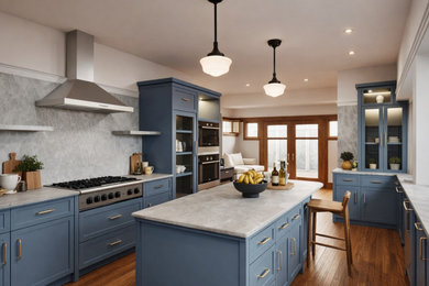 Eat-in kitchen - large contemporary eat-in kitchen idea