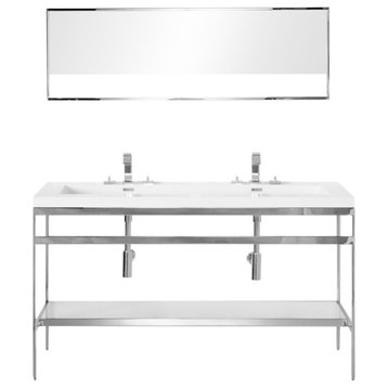C 60.5" Double Bathroom Vanity Set With Mirror