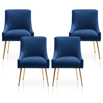 SEYNAR Modern Velvet Dining Chairs Set of 4, Upholstered Side Accent Chair , Navy