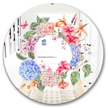 Designart Floral Greeting Cabin And Lodge Oval Or Round Vanity Mirror, 32x32