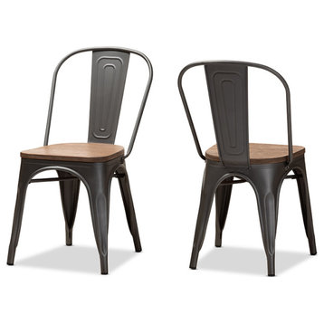 Henri Tolix-Inspired Bamboo and Steel Stackable Dining Chair (Set of 2) - Oak Br