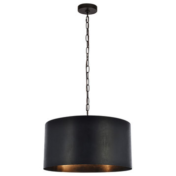 Miro Collection 3 Light Pendant Lamp, Vintage Black Finish 20"D x 11.75"H
