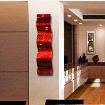 Red Wall Art - Red Fire Wave by Jon Allen