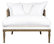 Calais French Country Classic Cane Back Winter White Upholstered Chaise