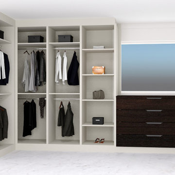 Fitted Bedroom Wooden Wardrobe in Light Grey | Inspired Elements