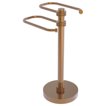 Free Standing Two Arm Guest Towel Holder, Brushed Bronze