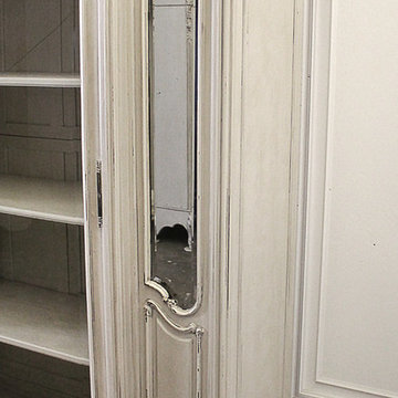 20th Century Louis XV Style Carved French Armoire Painted Antique White