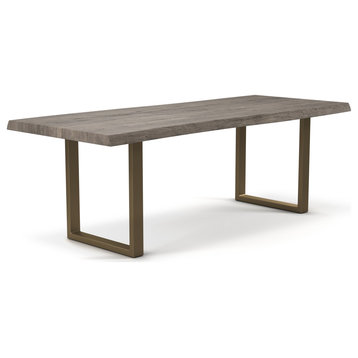 Brooks Dining Table, Sandblasted Gray, Brass, 40"x79", U Base