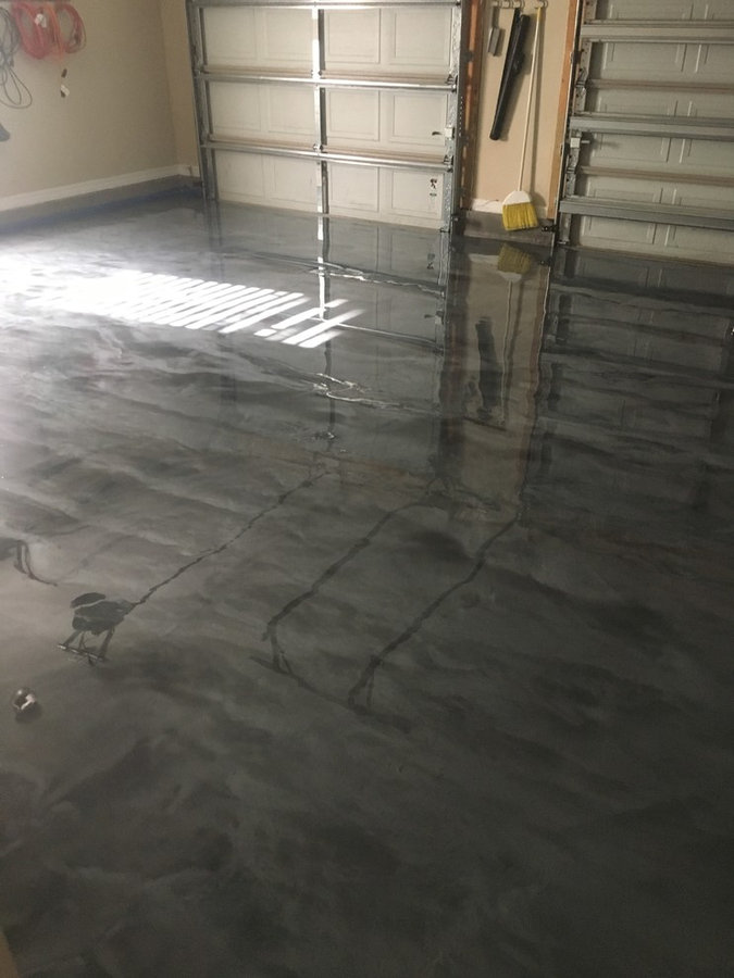 Garage Wow Factor Custom Metallic Epoxy Concrete Floor Seaside