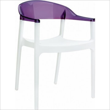 Carmen Modern Dining Arm Chair, Set of 4, White/Transparent Violet