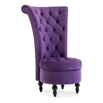 purple and white accent chair