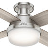 Hunter 44" Dempsey Low Profile Brushed Nickel Ceiling Fan, LED Kit and Remote