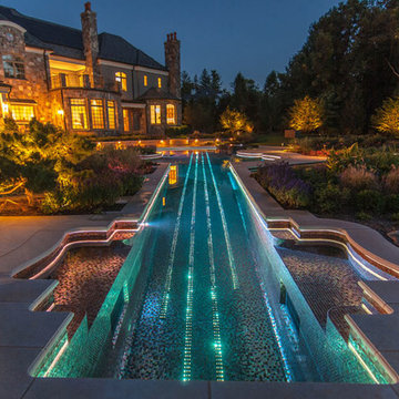Luxury Glass Tile & Fiber Optic Inground Swimming Pool Design & Installation- Be