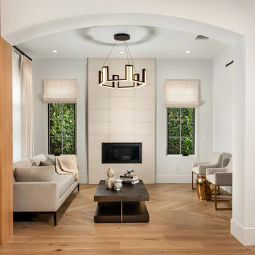 Classic Limestone Combed Living Room - Wide View