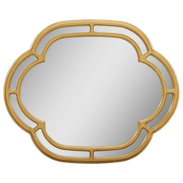 Dauphin Scalloped Gold Accent Wall Mirror, Golden Oak