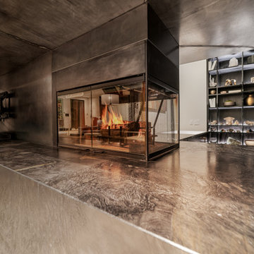 Smokey Black Granite Fireplace Surround