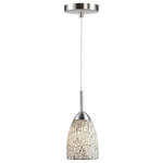 Woodbridge Lighting - Woodbridge Lighting Venezia 1-Light Glass Mini-Pendant in Nickel/Mosaic White - The Venezia collection is a series of hanging lights featuring uniquely colored designer glass. With many color options to choose from, this transitional design can blend in many rooms with different colors and themes.