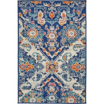 Nourison Passion 2'2" x 7'6" Ivory Blue Bohemian Indoor Area Rug