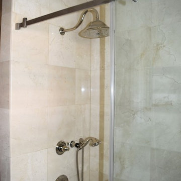 White Cream of Marfil Hall Bathroom