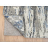 Denim Blue, Abstract Design, Wool and Silk Hand Knotted Runner Rug, 2'5" x 11'9"