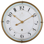 Uttermost - Uttermost Torriana Wall Clock - Antiqued, Gold Metal Frame With An Antiqued Ivory Face And A Pale Blue Accent Around Inner Edge. Quartz Movement.