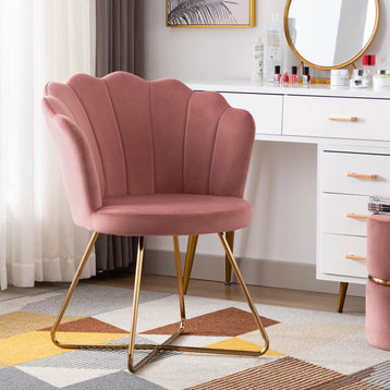 Seashell Channel-Tufted Velvet Barrel Chair, Pink