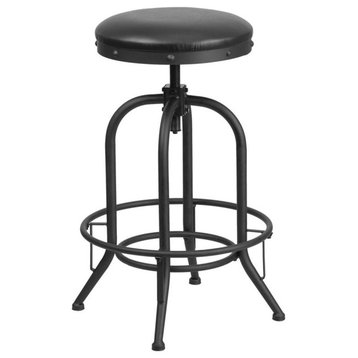 Pemberly Row 30" Barstool With Swivel Lift Leather Seat In Black