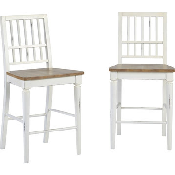 Shutters Counter Chair (Set of 2) - Light Oak, Distressed White