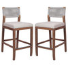 Home Square 27.5" Rope Counter Stool in Gray/Brown - Set of 2