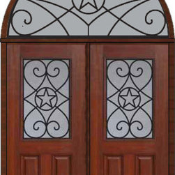 Prehung Transom Double Door 80 Fiberglass Austin Texas Star - Front Doors