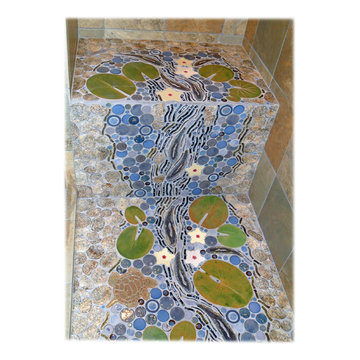Rock pebble tile design ideas
