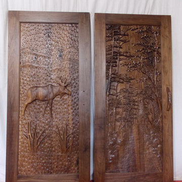 Black Walnut Wood Carved Doors