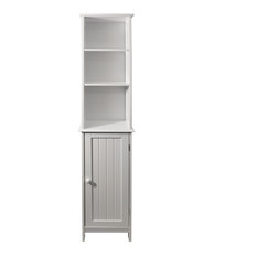 American Cottage Tall Bathroom Cupboard With Display Shelves, White