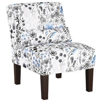 Joel Armless Chair, Winter Botanical Blue