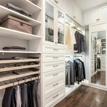 Custom White Walk-In Closet with Elegant Storage Solutions