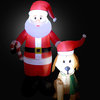 Christmas Inflatable Santa With Candy Cane and Dog With Christmas Hat, 5'