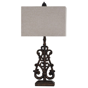 StyleCraft Traditional Scroll Design Table Lamp With Bronze Finish L330648DS