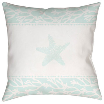 Seasalt & Starfish by Surya Poly Fill Pillow, Seafoam, 16' x 16'