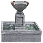 Campania International - Rittenhouse Garden Water Fountain - Perfecting the look of your outdoor living space can be as simple as adding a dynamic focal piece. The Rittenhouse Garden Water Fountain lets you do that and more. It features a raised conical receptacle from which four graceful streams of water flow into a large, unconventionally square basin. Made with fiber reinforced cast stone that's available in several finishes, this piece not only creates a stunning and dynamic visual display that's perfect for a centerpiece, it will also infuse your outdoor living space with the soothing sounds of flowing water. So go ahead and place this remarkable water feature in your yard or garden to create an enjoyable and relaxing outdoor experience for you, your family and guests.