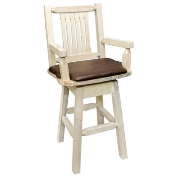 Montana Woodworks Homestead 30" Wood Swivel Captain's Barstool in Natural